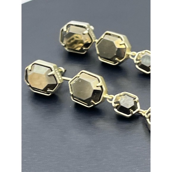 Kendra Scott Ruthie Studs Dangle Drop Gold Plated Pyrite 2 in 1 Earrings - Picture 9 of 15